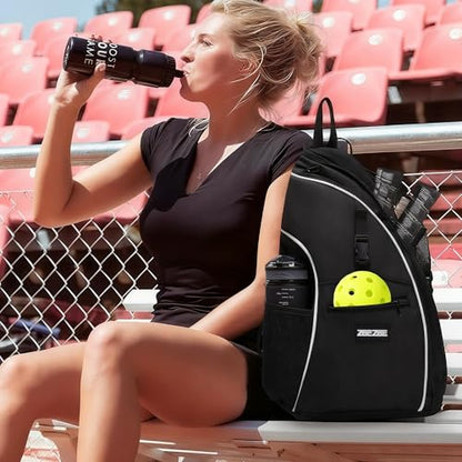 Pickleball Bag, Pickleball Backpack with Water Bottle Holder for Men and Women - color: Black