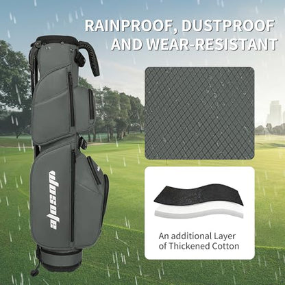 Lightweight Golf Stand Bag - 3-Way Dividers, Fits 5-9 Clubs - Small Sunday Bag for Men & Women, Par 3, Driving Range & Executive Courses - Waterproof, Dual Straps & Rain Cover Included - color: Gray Par 3 Golf Stand bag