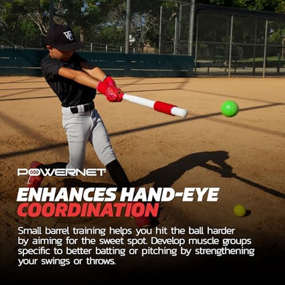 PowerNet Sweet Spot Training Bat + 3.2"" Progressive Softball Training Balls for Hitting & Pitching, 9 Pack Weighted Balls & Weighted Bat, Improve Hand-Eye Coordination & Power - size: 27" (24 oz) Bat + 3.2" Balls LITE 9 Pk