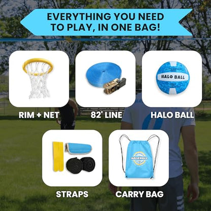 HALO BALL Portable Basketball Hoop with Adjustable Height - Play Floating Outdoor Yard Game at Beach, Lawn, Backyard, Pool, Grass - New Sport for Boys, Girls, Family