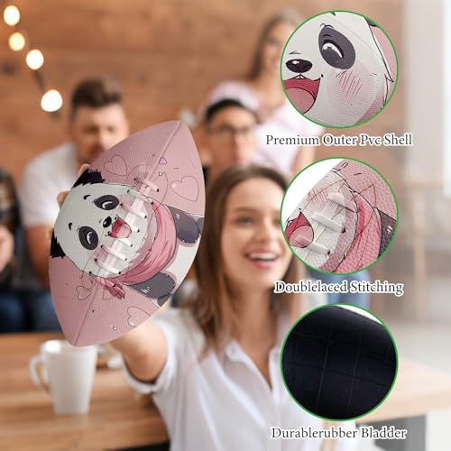 American Football, Official Size 11.9 x 7.3 Inch, Premium Composite Leather High-Grip Ball with Pro-Style Lacing, Unique Prints for Training, Games & Gifts - color: Panda Pink
