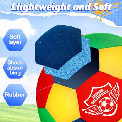 HopeRock Indoor Soccer Ball, Size 4 Soft Foam for Toddlers and Kids, Silent in House, for Youth Boys and Girls Aged 3-12 Years Old - size: Size 4