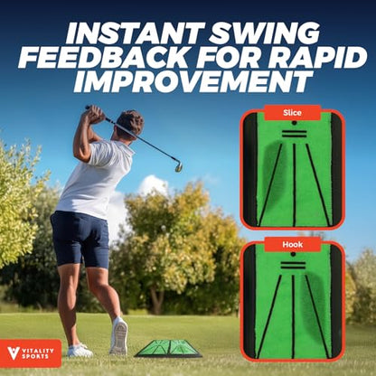 Golf Hitting Mat, 4 PCS Dual Turf Golf Practice Mat for Indoor Outdoor Swing Path Feedback, Driving, Chipping, Putting, Durable Artificial Grass Golf Mats for Men Women, 20"x16" Training Aid with Tees