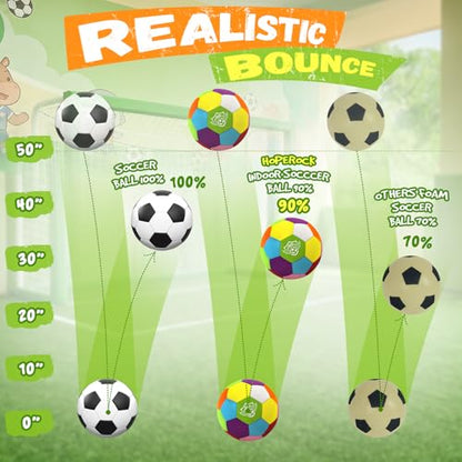 HopeRock Size 4 Indoor Soccer Ball -Soft Silent Foam Size 4 with Realistic Bounce for Youth Skills Practice, Dribbling & Juggling, for Home Use, Ideal Soccer Gift for Kids 3-12