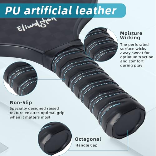 Pickleball Paddles Set of 4, Fibreglass Pickle-Ball Equipment with 4 Pickleballs, 4 Rackets and Bag, Meets USAPA Standards, 13MM Polypropylene Honeycomb Core Rackets for Men, Women, Kids