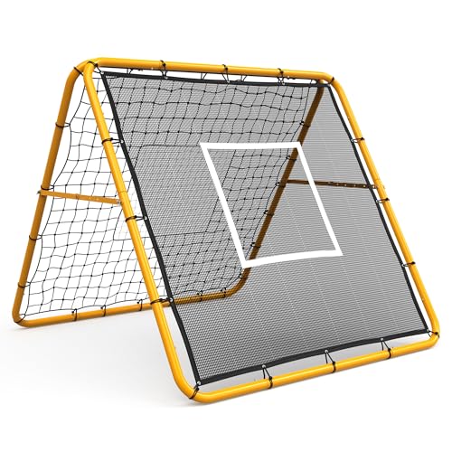 Adjustable Soccer Rebounder Net with Steel Frame Soccer Bounce Back Net Portable Bounce Back Trainer for Passing Practice Outdoor Sports Equipment for Youth & Adult - color: Yellow-3.9×3.9FT