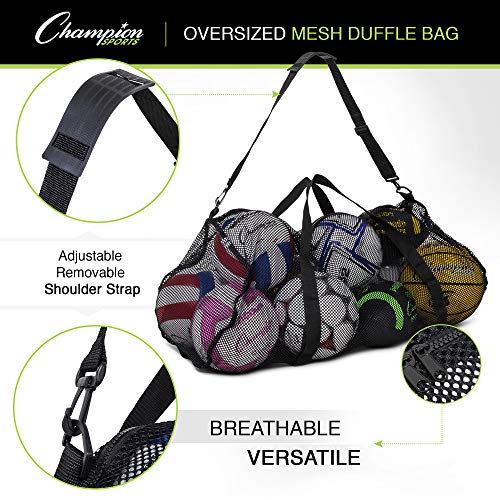 Champion Sports Mesh Duffle Bag – Oversized Breathable Gear Bag with Zipper & Shoulder Strap for Sports, Gym & Travel