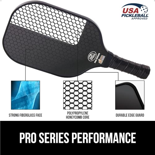 Gorilla Gear USAPA Approved Pickleball Starter Set, Fiberglass Paddles with Bag and Balls, Indoor Outdoor Court Use, Comfortable Racket Grip, Oversized Sweet Spot Pickle Ball Paddle for Men, Women