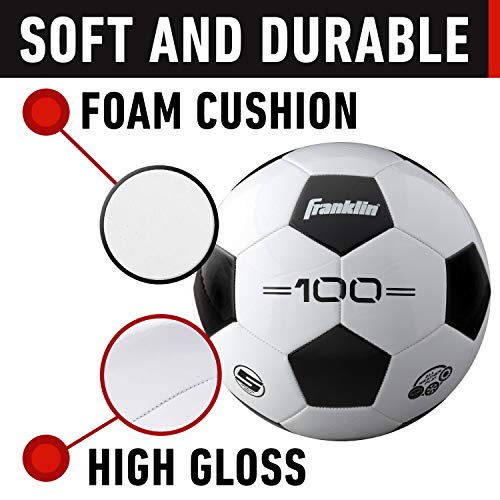 Franklin Sports Soccer Balls - Youth & Adult - Sizes 3, 4 & 5 - Single & Bulk Packs - Black & White - style: Size 5 - 1 Inflated Ball