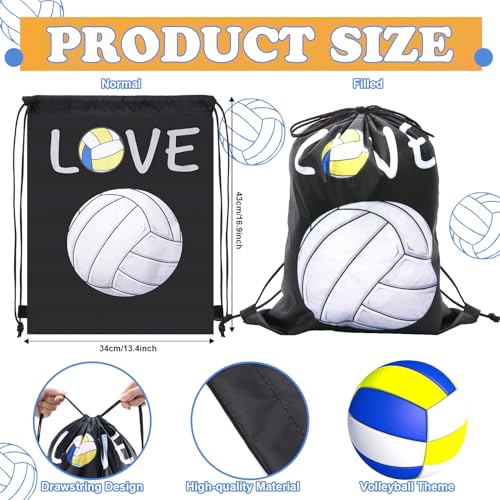 12Pack Drawstring Backpack Volleyball Drawstring Bag Gift Bags,Drawstring Backpacks Bulk,Volleyball Party Favors Cinch Bags String Bags Goodie Sack Bag(Volleyball) - color: Volleyball