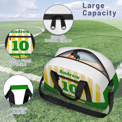 Basketball Soccer Gifts for Boys Girls - Custom Sports Duffle Bag, Personalized Name & Team Bag, Water-Resistant Gym Bag for Basketball, Soccer, Volleyball | Y-Yellow Green - color: Y-Yellow Green