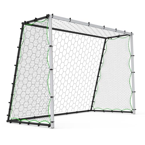 7x5 FT 3-in-1 Soccer Rebounder Net for Backyard with Soccer Goal, Heavy Duty Steel Large Soccer Goal Training Equipment, High & Low Rebounder Net for Passing & Shoot Practice, for Kids&Adults,White
