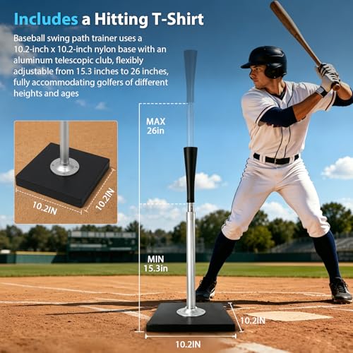 25° Baseball Swing Path Trainer, Upgraded All-Aluminum Tubing Clamps Bat Path Trainer, Softball & Baseball Swing Path Trainer