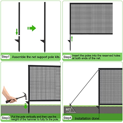 Driveway Net for Kids Safety - LUTICO 36’ Wide 40" Tall Driveway Guard with High Visibility Reflective Tape, Driveway Net to Stop Basketballs from Rolling into Street, Easy to Install (Black)