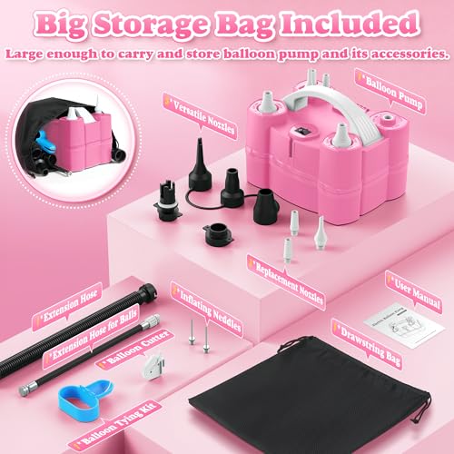 LooLaa Balloon Pump 4-in-1 Electric Balloon Inflator with Triple Inflating Ports for All Balloons Air Filler Machine for Sports Balls Inflator Deflator for Inflatables