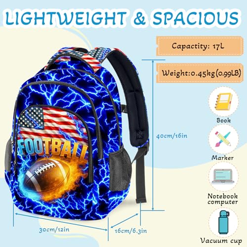 Football Backpack for Kids,School Bookbag Large Capacity Adjustable Bookbag Durable Lighting Multi Pockets School Bag Daypack Travel (Football) - color: Football