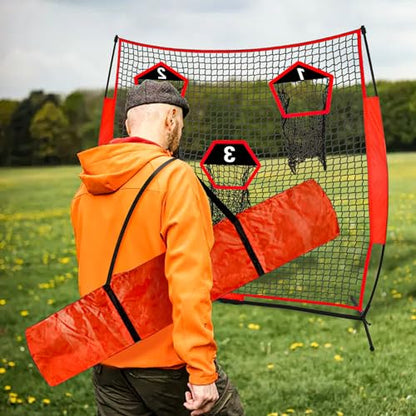 Doublehorse Football Throwing Net - 6x6FT Portable Rugby Quarterback Target Toss Kicking Practice Training Game for Outdoor Indoor Backyard Sports Field Teens Adults Practice Gifts