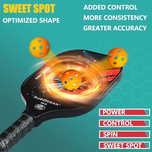 Pickleball Paddle,Pickleball Paddles-3K Raw Carbon Fiber Pickle Ball Paddle Surface with Great Grit & Spin,T700 Pickleball Racket with Excellent Power,Control and Balance,USAPA Approved - color: Yellow Blue