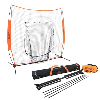 Bownet Original Big Mouth 7’ x 7’ Baseball Softball Hitting Net – Portable Pitching & Batting Practice Net, Heavy Duty Steel Frame, Fast 60-Second Setup, Carry Bag
