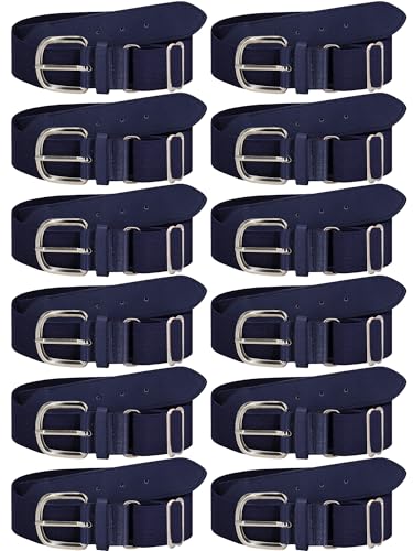 12 Pieces Baseball Belts Bulk Softball Belts Packs Leather Belt Adjustable Softball Belt Stretch Sports - color: Navy Blue, size: Youth Size