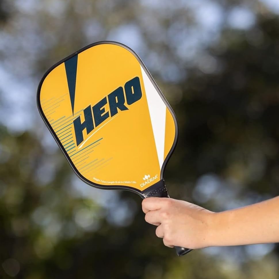 Diadem Hero V2 Complete Pickleball Starter Kit | 2 Lightweight Fiberglass Pickleball Paddles, 2 USAPA Approved Pickleballs & Mesh Carry Bag | Beginner-Friendly Wide Face & Durable Design