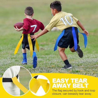 Flag Football Set - 14 Player Adjustable Flag Football Belts, Contains 42 Football Flags, 8 Practice Cones, Size 3 Football, Storage Bag and Pump, Perfect for Youth Adults & Children and Adult
