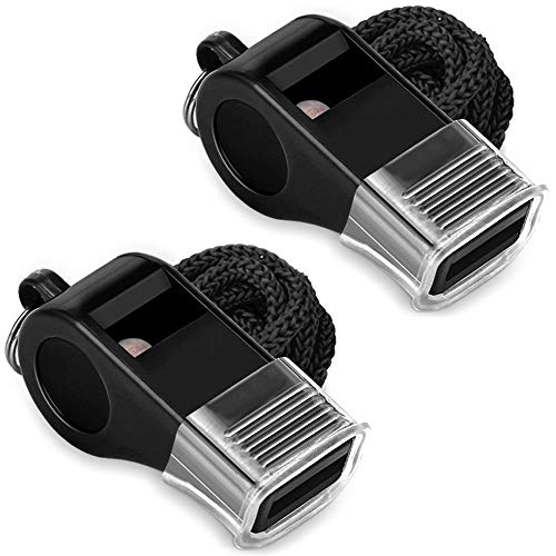 Whistle, 2 Packs Plastic Sports Whistles with Lanyard, Loud Crisp Sound Whistle Ideal for Coaches, Referees, and Officials - color: With Mouth Grip