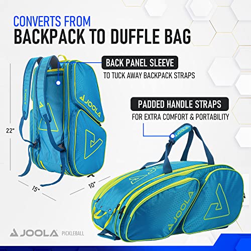 JOOLA Tour Elite Pickleball Bag – Backpack & Duffle Bag for Paddles & Pickleball Accessories – Thermal Insulated Pockets Hold 4+ Paddles - Includes Fence Hook