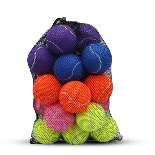 SHYUJAJIE Tennis Balls, 20 Pack Training Tennis Balls,High Elasticity Practice Tennis for Beginner, Exercise Playing Balls for Pet Dog - color: Multicolour