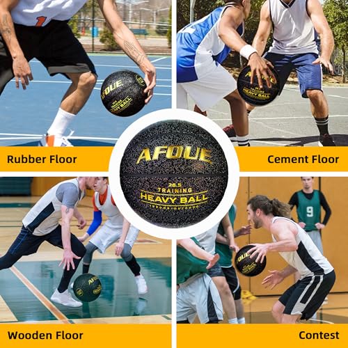 2.2LBS 1.0kg Heavy Training Basketball, 28.5" Size 6 Quality Faux Leather Construction Starry Black, Indoor Outdoor Improving Strength Handling Dribbling Shooting (Deflated)
