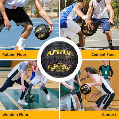 2.2LBS 1.0kg Heavy Training Basketball, 28.5" Size 6 Quality Faux Leather Construction Starry Black, Indoor Outdoor Improving Strength Handling Dribbling Shooting (Deflated)