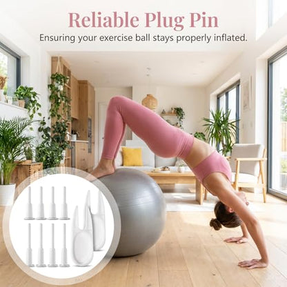 Thinp 8 Yoga Ball Replacement Plug with 2 Remover Tools, Pilates Ball Air Stopper Plugs Kit for Exercise Balls Yoga Balls Air Plug Pin