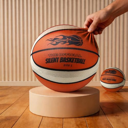 Silent Basketball Size 5 with Fabric Cover, Airless Basketball for Quiet Dribbling and Indoor Training, Pro PU Foam Ball for Ideal Gift for Birthdays or Christmas (No.5-25.3")
