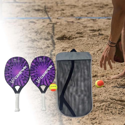 2 Pieces Beach Tennis Rackets Kids Beach Tennis Paddles Large Racket Surface with Ventilation Holes Paddle Shock Absorption Material Suitable, Purple