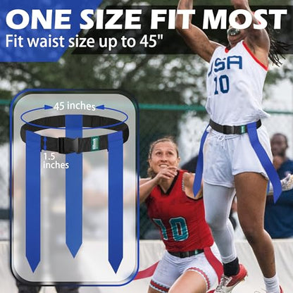 Flag Football Belts for Youth, Kids and Adults Sport Team Building and Competition Training - color: Blue