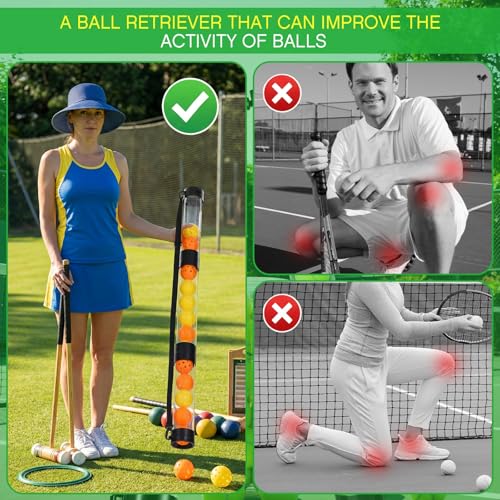 Soulchen 2 Pack Ball Retriever Upper Compatible with Pickleball Tennis Pickup Tube Holds 11/16 Balls with Shoulder Strap Easy Pickup Portable Ball Holder Storage Compatible with Pickleball - size: 16 Balls