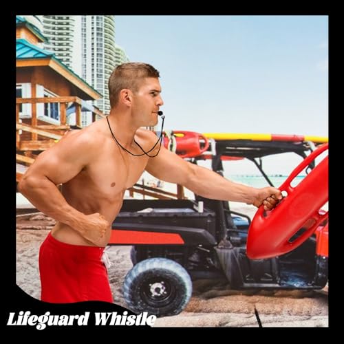Retainbre 48 Pcs Coach Whistle with Lanyard Lifeguard Whistles Bulk Plastic Sports Loud Referee Whistle for Adults Emergency Teachers Training - color: Black
