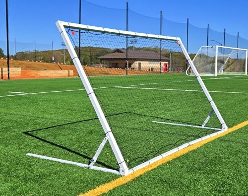 8x5 Ft Soccer Rebounder Goal, Heavy Duty 3MM Steel Frame w/Two Nets, 5 Adjustable Angles for Passing, Shooting & Skills Practice