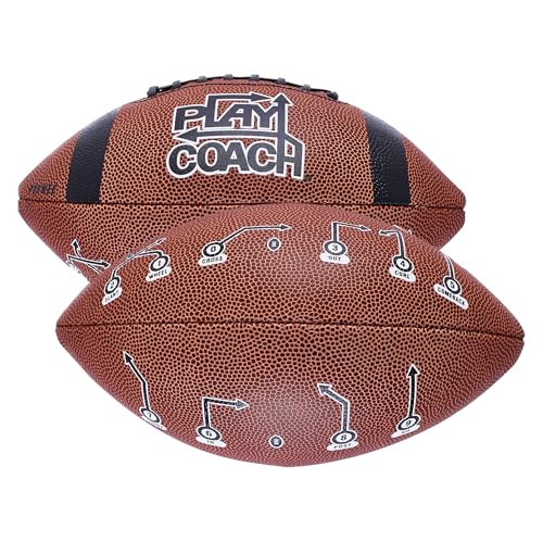 PlayCoach Youth Football in Junior & Peewee Sizes with 10 Basic Passing Routes for Kids 6 to 12 - Endorsed by Drew Brees, Leather Kids and Beach Football, Junior and Peewee Sizes - color: Brown, size: Junior (10-12 Years Old)