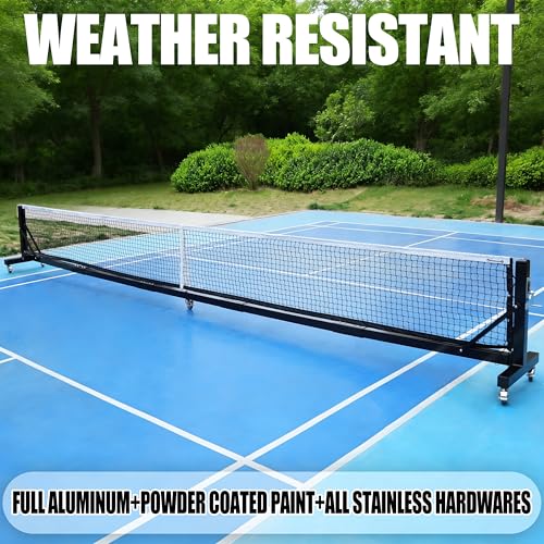 USAPA/IFP Portable Pickleball Net with Wheels-Heavy-Duty 75mm Aluminum Rust-Resistant Professional Net System for Commercial Court, Backyard, Driveway & Tournament Play