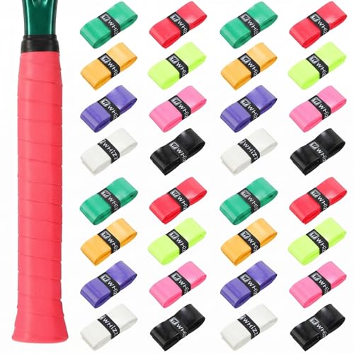 Jerify 24 Pieces Tennis Racket Grip Tape, Precut Tennis Overgrips Tape Badminton Racket Grips with Velvety Comfort for Anti Slip and Absorbent Grip - color: Assorted Colors
