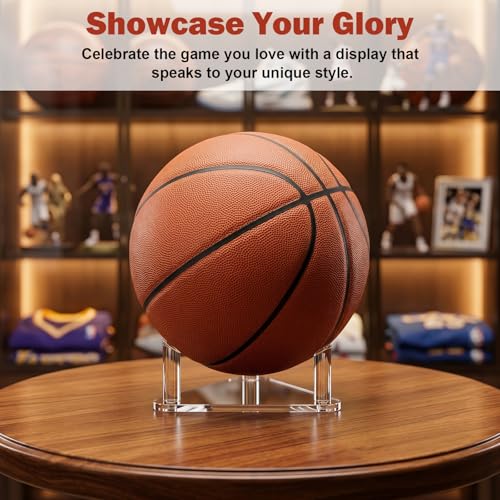 6 Pcs Acrylic Basketball Holder & Soccer Ball Stand, Transparent Display Stand for Basketball Football & Volleyball, Clear Sports Ball Storage Rack with Rods, Easy to Assemble
