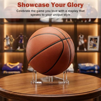 6 Pcs Acrylic Basketball Holder & Soccer Ball Stand, Transparent Display Stand for Basketball Football & Volleyball, Clear Sports Ball Storage Rack with Rods, Easy to Assemble