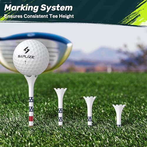 SAPLIZE Upgraded 4-Prong Golf Tees Plastic, 50/100/120/200 Pack (1-1/2", 2-3/4'', 3-1/4"), Engineered to Reduce Friction & Side Spin, Unique Golf Gifts for Golfers - color: 20pcs, 1-1/2'' & 80pcs, 3-1/4''
