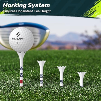 SAPLIZE Upgraded 4-Prong Golf Tees Plastic, 50/100/120/200 Pack (1-1/2", 2-3/4'', 3-1/4"), Engineered to Reduce Friction & Side Spin, Unique Golf Gifts for Golfers - color: 20pcs, 1-1/2'' & 80pcs, 3-1/4''