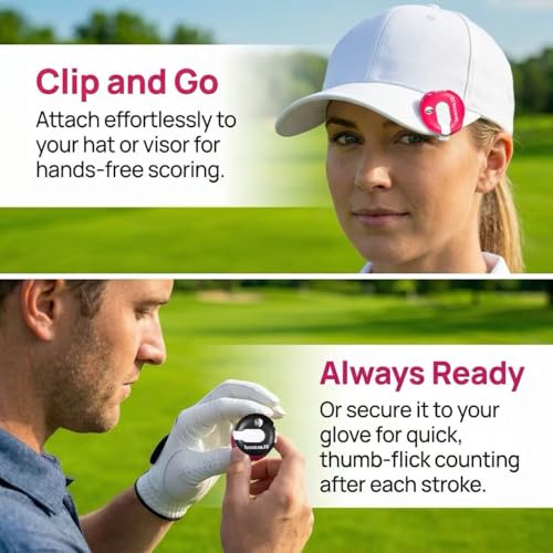 Golf Stroke Counter 1.2 Inch with Touch Reset - color: Pink White