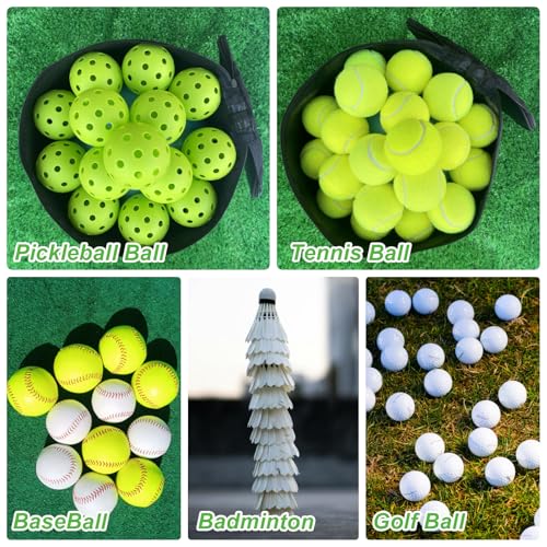 Portable Tennis Ball Storage Bag, Big Pickleball Basket with Shoulder Strap for Carrying, High Capacity Storage for Baseball, Golf, Table Tennis,Hockey Puck and Other Training Balls