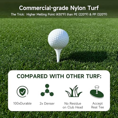 Pro Golf Hitting Mat 4'X5' | 2" Thick Heavy Duty Nylon & Premium NBR Foam | Durable & Withstand 500,000 Shots | Accept Real Tee | Superb Cushioning | No Residual | Indoor/Outdoor/Simulater