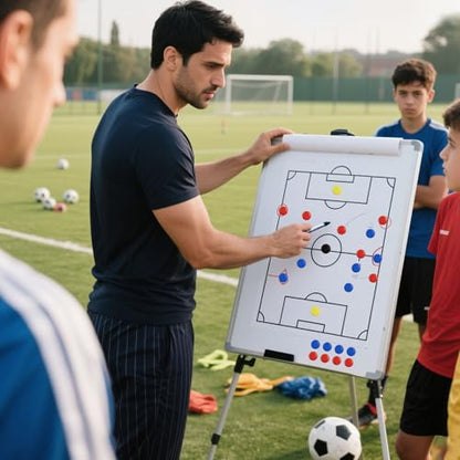 27-Piece Soccer Magnets - 2 Team Sport Goal Player Magnets for Magnetic Clipboard Coach Board, Compatible with Magnetic Whiteboard & Coach Board