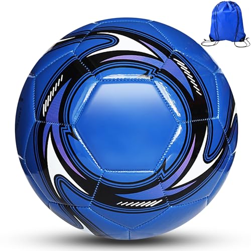 Soccer Ball Size 3,4,5 Soft PU with Football Bag Needle for Practice Training - color: Pearl Blue, size: Size 5